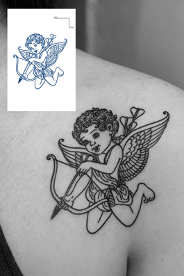 Melek Figürlü 12 Saat Sonra Kararan Geçici Mini Dövme Tattoo
