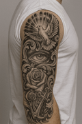 Güvercin Ve Göz Figürlü 12 Saat Sonra Kararan Geçici Kol Dövme Tattoo