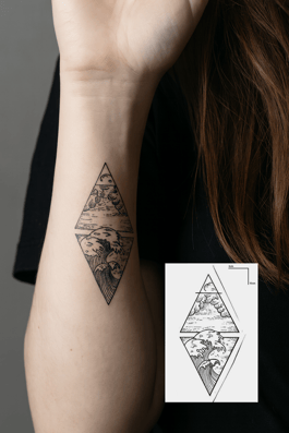 Geçici Dalga Figürlü Mini Dövme Tattoo