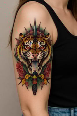 Kaplan Figürlü Geçici Dövme Tattoo