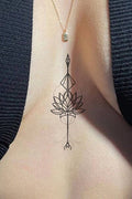 Göğüs Arası Geometrik Lotus Çiçek Tattoo Geçici Dövme