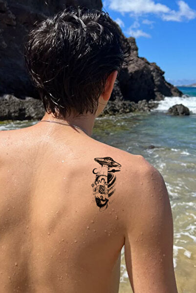 Uzay Gemisi  Uzaylı Tattoo Bilek Sırt Göğüs Geçici Dövme