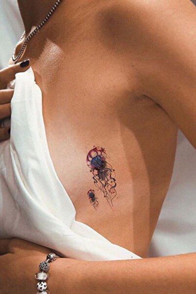 Renkli Deniz Anası Göğüs Geçici Dövme Tattoo