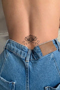 Hint Motifli Lotus Çiçeği Kalça Bel Geçici Dövme Tattoo