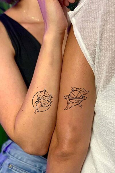 Sevgili Kombini Ay Ve Satürn Geçici Dövme Tattoo