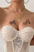 Renkli Zebra Göğüs Geçici Dövme Tattoo