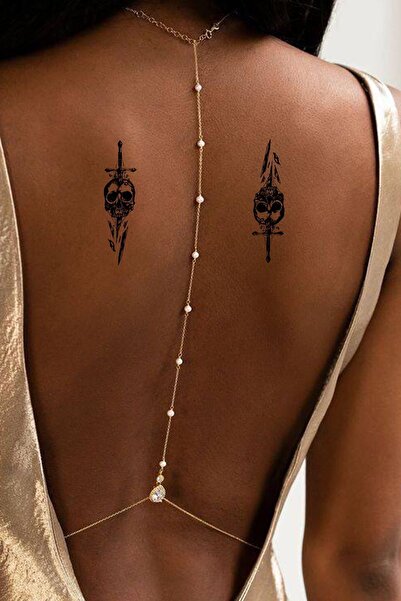 Kurukafa Kılıç Sırt Bacak Kasık Geçici Dövme Tattoo