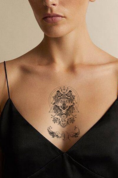 Tribal Kurt Göğüsarası Sırt Bacak Kasık Geçici Dövme Tattoo