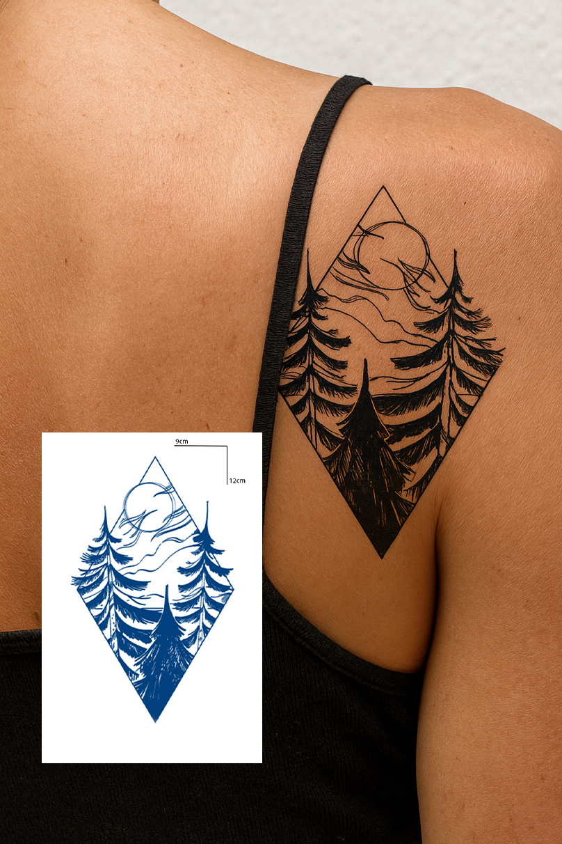 Ağaç Figürlü 12 Saat Sonra Kararan Geçici Mini Dövme Tattoo