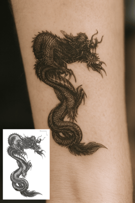 Ejderha Figürlü Mini Dövme Tattoo