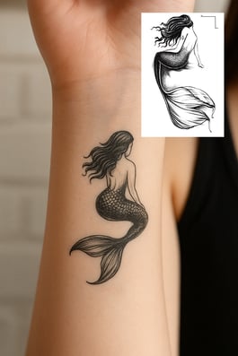 Geçici Deniz Kızı Figürlü Mini Dövme Tattoo