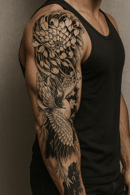 Çiçek Ve Kuş Figürlü 12 Saat Sonra Kararan Geçici Kol Dövme Tattoo