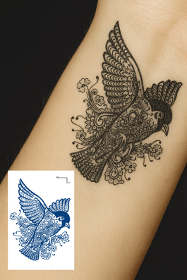 Kuş Figürlü 12 Saat Sonra Kararan Geçici Mini Dövme Tattoo