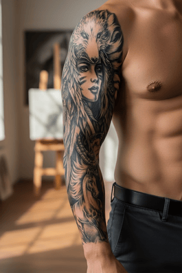 Kurt Ve Kız Figürlü 12 Saat Sonra Kararan Geçici Kol Dövme Tattoo