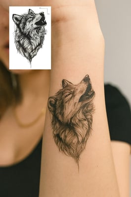 Geçici Kurt Figürlü Mini Dövme Tattoo