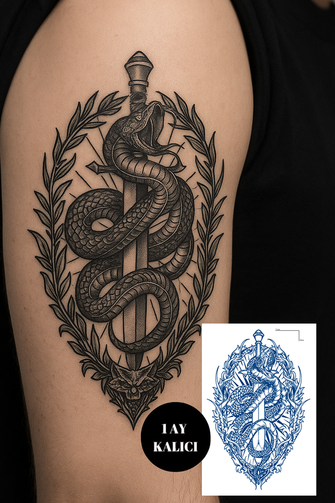 Karışık Figürlü 12 Saat Sonra Kararan Geçici Orta Dövme Tattoo