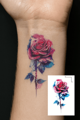 Geçici Gül Figürlü Mini Dövme Tattoo