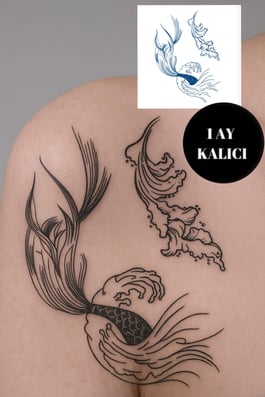 Kuyruk Ve Dalga Figürlü 12 Saat Sonra Kararan Geçici Mini Dövme Tattoo