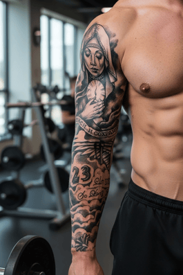 Rahibe Figürlü 12 Saat Sonra Kararan Geçici Kol Dövme Tattoo