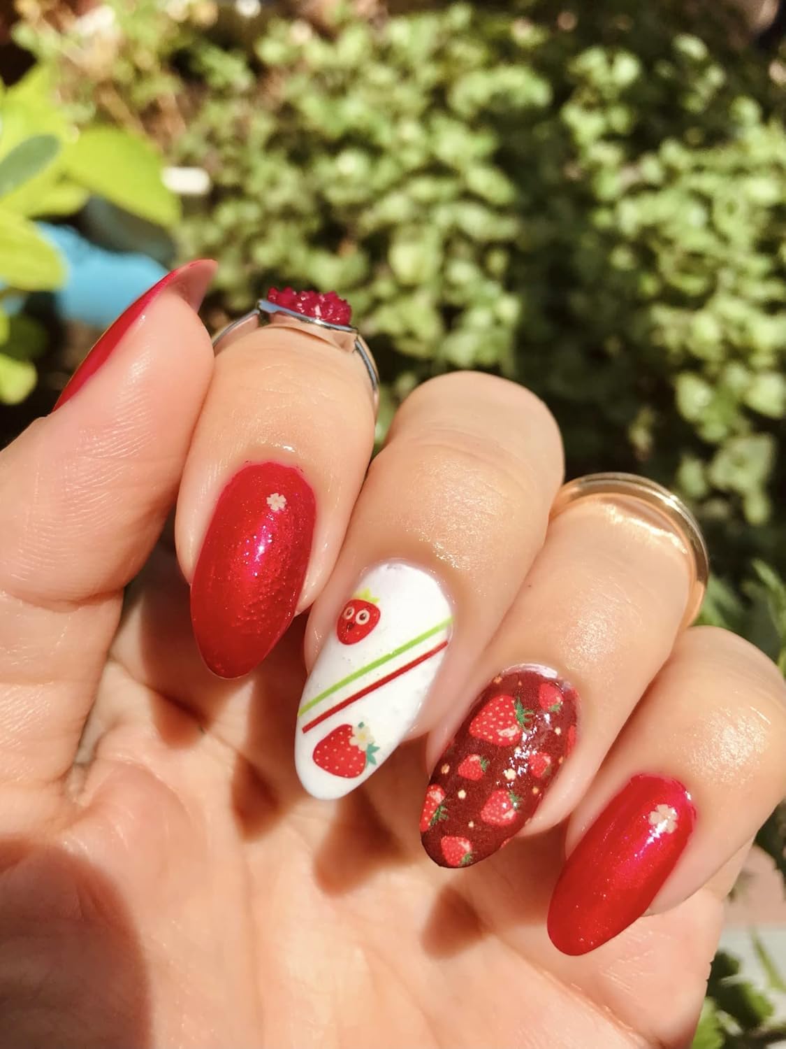 Mini Çilekler Tırnak Dövmesi, Tırnak Tattoo, Nail Art, Tırnak Sticker