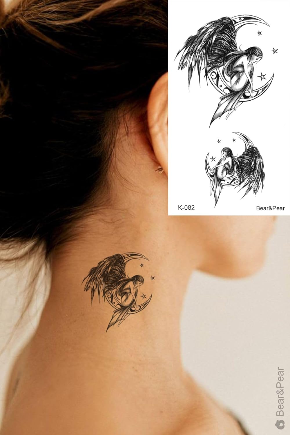 Angel Minimal Boyun Dövmesi Geçici Melek Dövmesi Tattoo