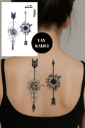 Ok Ve Çiçek Figürlü 12 Saat Sonra Kararan Geçici Orta Dövme Tattoo