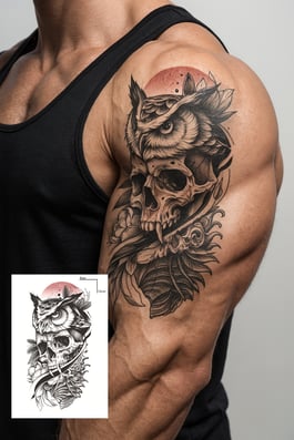 Geçici Baykuş Figürlü Dövme Tattoo