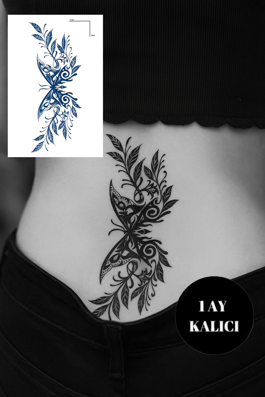 Kelebek Figürlü 12 Saat Sonra Kararan Geçici Orta Dövme Tattoo