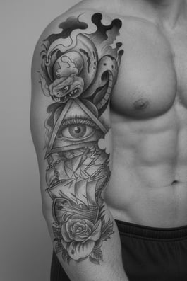 Geçici Göz Ve Çiçek Figürlü Dövme Tattoo