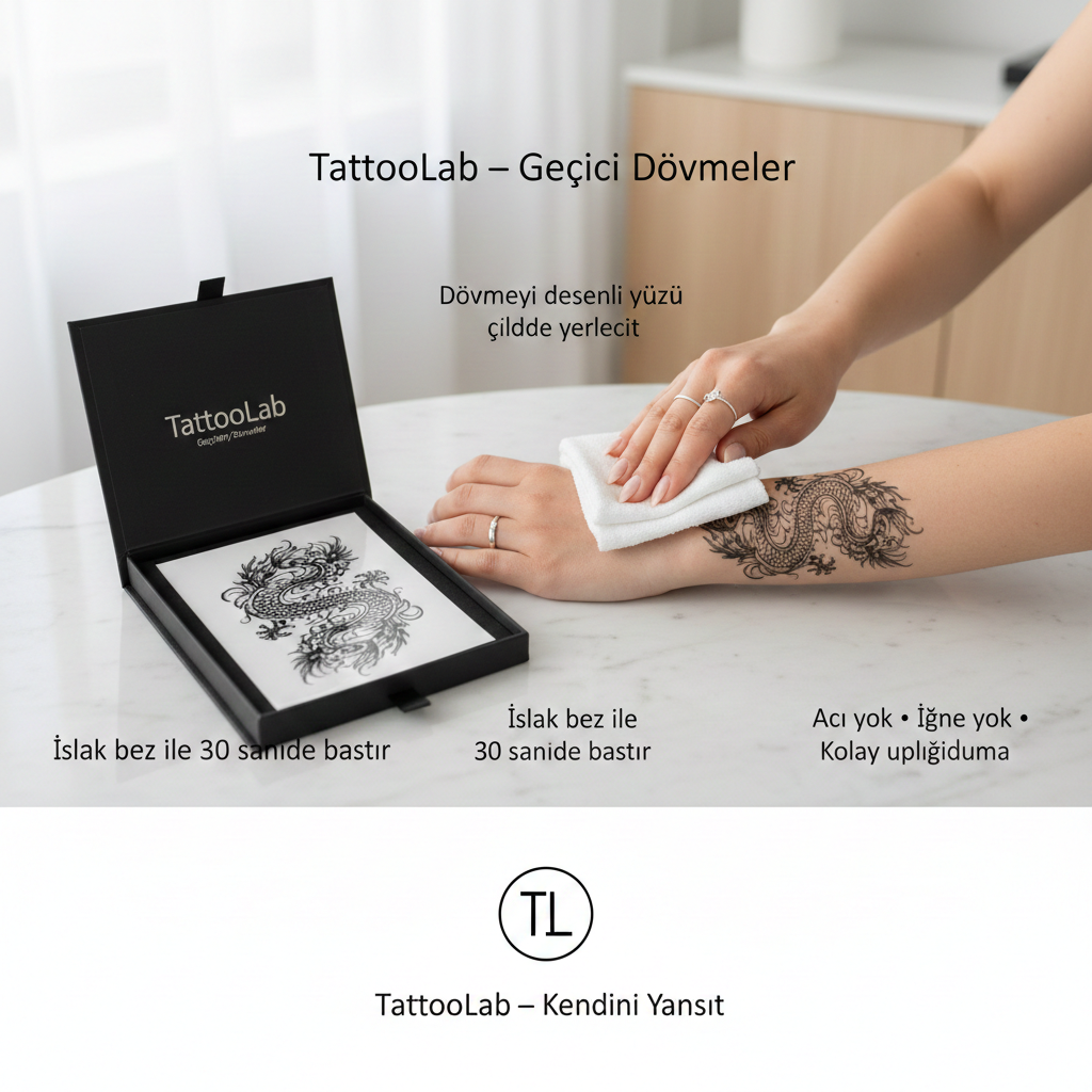 Yılan Snake ve Çiçek Göğüs Arası Geçici Dövme Tattoo