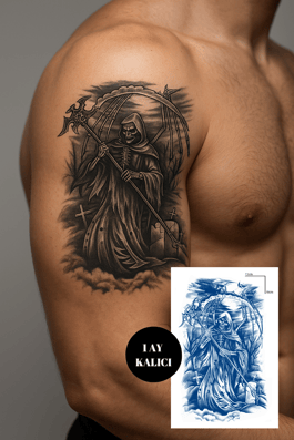 Kuru Kafa Figürlü 12 Saat Sonra Kararan Geçici Orta Dövme Tattoo