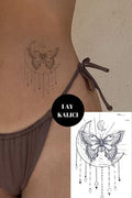 Ay Ve Kelebek Figürlü 12 Saat Sonra Kararan Geçici Dövme Tattoo