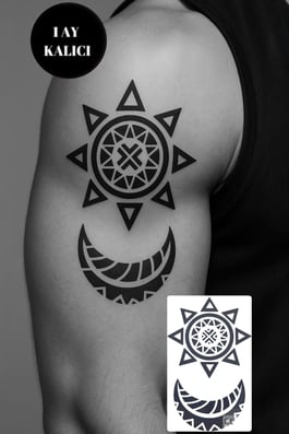 Ay Ve Yıldız Figürlü 12 Saat Sonra Kararan Geçici Mini Dövme Tattoo