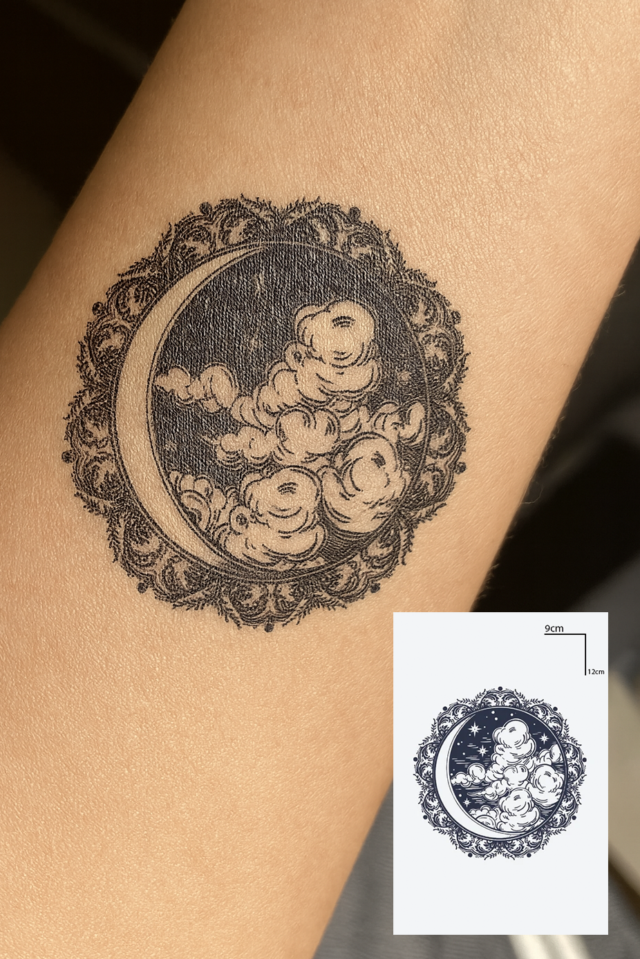Ay Ve Bulut Figürlü 12 Saat Sonra Kararan Geçici Mini Dövme Tattoo