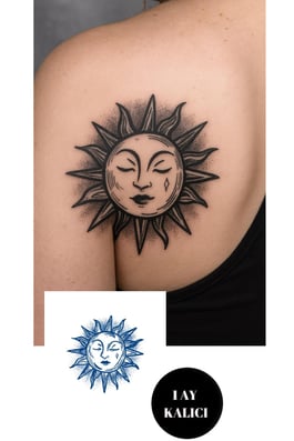 Güneş Figürlü 12 Saat Sonra Kararan Geçici Mini Dövme Tattoo