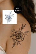 Gül Ve Ok Figürlü 12 Saat Sonra Kararan Geçici Mini Dövme Tattoo