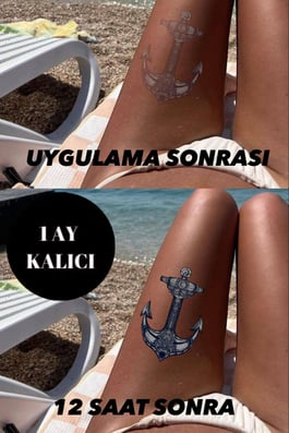 Çapa Figürlü 12 Saat Sonra Kararan Geçici Dövme Tattoo