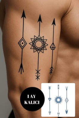 Ok Figürlü 12 Saat Sonra Kararan Geçici Mini Dövme Tattoo