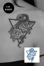 Yılan Ve Üçgen Figürlü 12 Saat Sonra Kararan Geçici Mini Dövme Tattoo