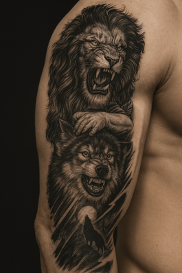 Aslan Figürlü 12 Saat Sonra Kararan Geçici Kol Dövme Tattoo