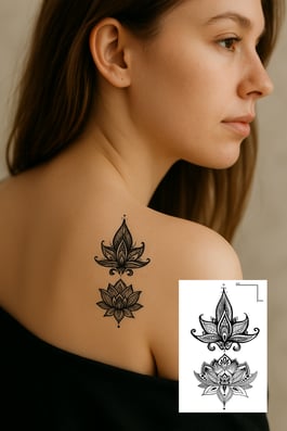 Geçici Lotus Figürlü Mini Dövme Tattoo