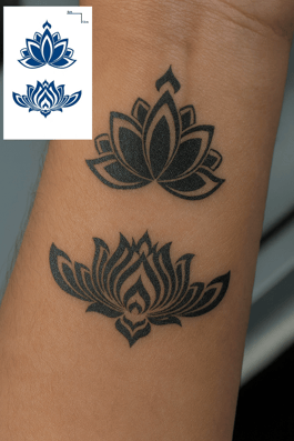 Lotus Figürlü 12 Saat Sonra Kararan Geçici Mini Dövme Tattoo