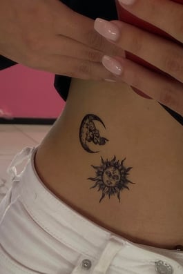 Geçici Ay Ve Güneş Figürlü Mini Dövme Tattoo