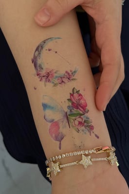 Geçici Ay Ve Kelebek Figürlü Mini Dövme Tattoo