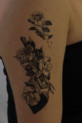 Geçici Silah Ve Çiçek Figürlü Dövme Tattoo