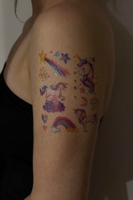 Geçici Unicorn Figürlü Simli Dövme Tattoo