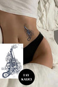 Tabanca Ve Çiçek Figürlü 12 Saat Sonra Kararan Geçici Mini Dövme Tattoo